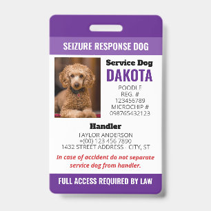 Paarse Aanval Reactie Hond Logo QR Foto ID Badge