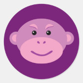 Paarse aap ronde sticker (Voorkant)