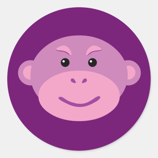 Paarse aap ronde sticker (Voorkant)