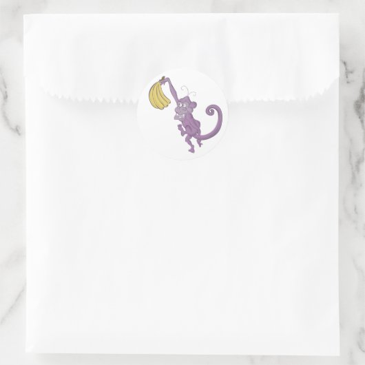 paarse aap ronde sticker (Tas)
