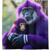 Paarse aapjes douchegordijn (Voorkant)