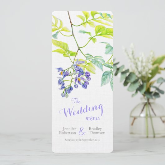 Paarse aardappel Creeper Art Wedding Diner Menu (Staand voorkant)