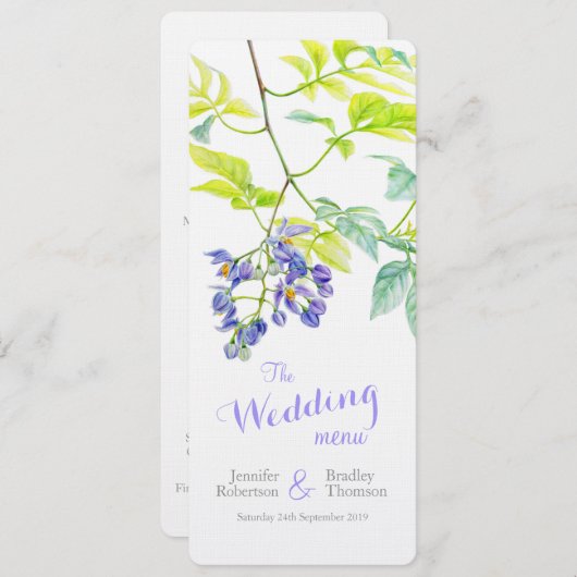 Paarse aardappel Creeper Art Wedding Diner Menu (Voorkant / Achterkant)