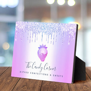 Paarse Aardbei Glitter Drip Chef Dessert Snoepjes Fotoplaat
