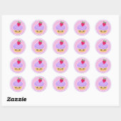 Paarse Aardbei Kawaii Cupcake Stickers (Vel)