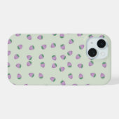 Paarse Aardbeien Patroon iPhone 15 Case (Achterkant horizontaal)