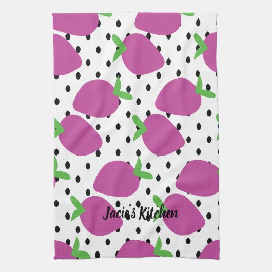 Paarse aardbeienboomgaard (Black Seeds Fruit Patte Theedoek (Verticaal)