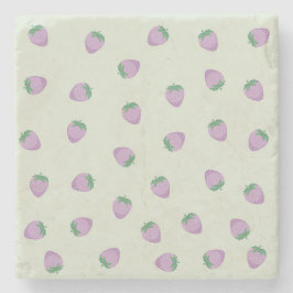 Paarse aardbeienpatroon stenen onderzetter