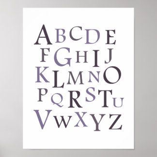 Paarse ABC Nursery Typografie Print