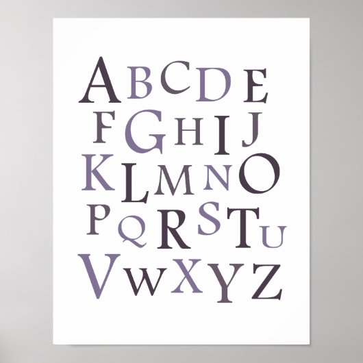 Paarse ABC Nursery Typografie Print (Voorkant)