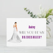 Paarse Abstract Ben je mijn Bridesmaid? Kaart (Staand voorkant)