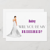 Paarse Abstract Ben je mijn Bridesmaid? Kaart (Voorkant / Achterkant)