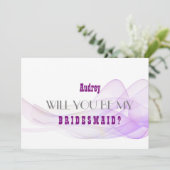 Paarse Abstract Ben je mijn Bridesmaid? Kaart (Staand voorkant)