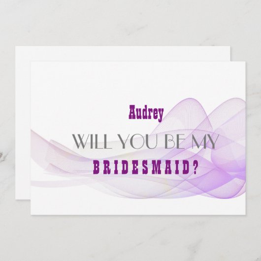 Paarse Abstract Ben je mijn Bridesmaid? Kaart (Voorkant / Achterkant)