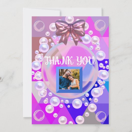 Paarse Abstract Geometrische Parel Moderne Boho Ch Bedankkaart (Voorkant)