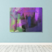 Paarse Abstract Verrekte Canvas afdrukken (Insitu (Houten vloer))