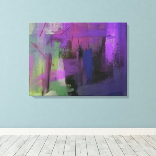 Paarse Abstract Verrekte Canvas afdrukken (Insitu (Houten vloer))