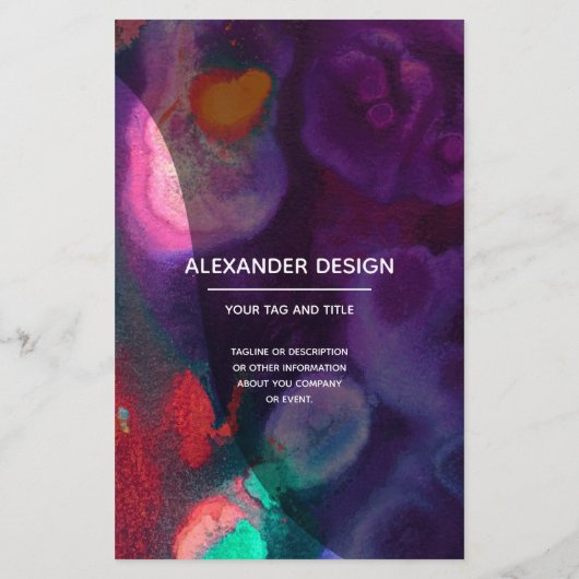 Paarse Abstract Waterverf, Diensten Flyer (Achterkant)