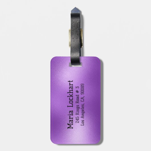 Paarse abstracte achtergrond bagagelabel (Achterkant verticaal)
