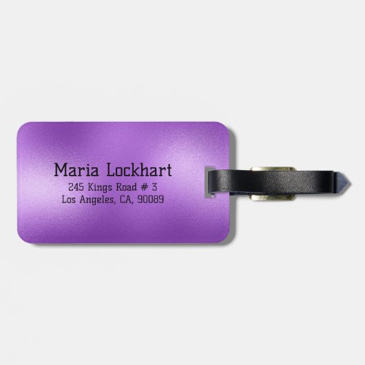 Paarse abstracte achtergrond bagagelabel (Achterkant horizontaal)