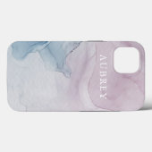 Paarse Abstracte afdruk met naam Case-Mate iPhone Case (Achterkant (horizontaal))