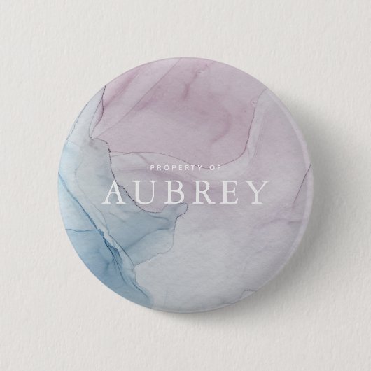 Paarse Abstracte afdruk met naam Ronde Button 5,7 Cm (Voorkant)