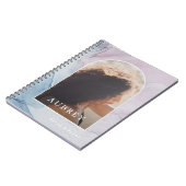 Paarse Abstracte afdruknaam en fotobedekking Notitieboek (Linkerzijde)