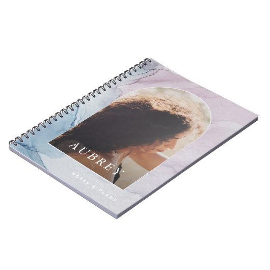 Paarse Abstracte afdruknaam en fotobedekking Notitieboek (Linkerzijde)