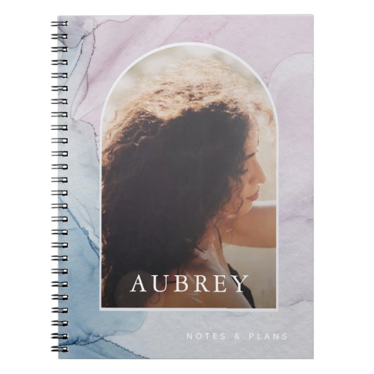 Paarse Abstracte afdruknaam en fotobedekking Notitieboek (Voorkant)