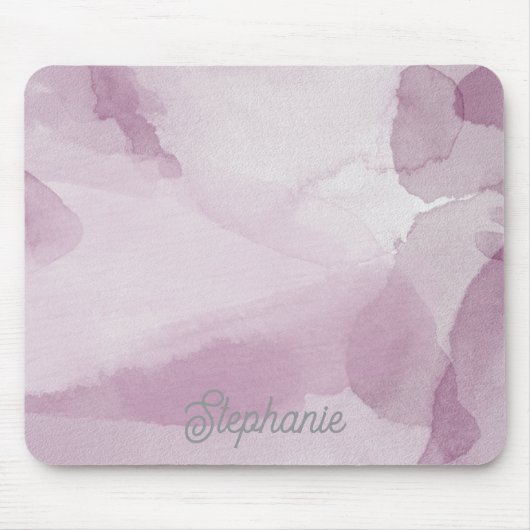 Paarse Abstracte Aquarel Gepersonaliseerde Muismat (Voorkant)