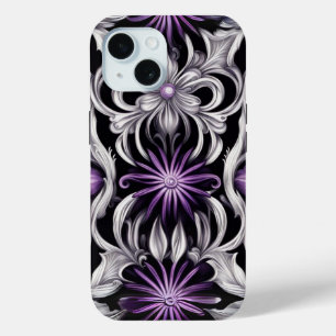 Paarse Abstracte Bloem Kunst iPhone 15 Case