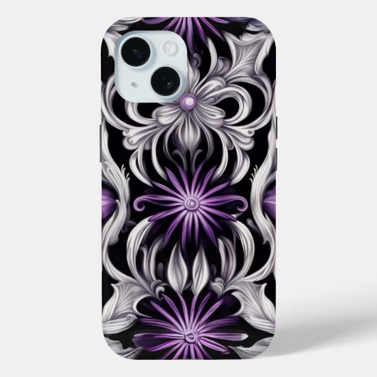 Paarse Abstracte Bloem Kunst Case-Mate iPhone Case (Achterkant)