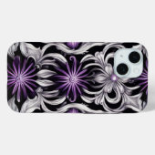 Paarse Abstracte Bloem Kunst Case-Mate iPhone Case (Achterkant (horizontaal))