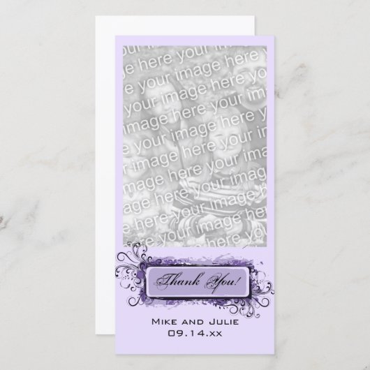 Paarse Abstracte Bloemen Dank u Bedankkaart (Voorkant / Achterkant)