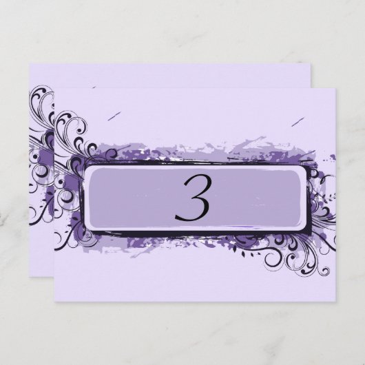 Paarse Abstracte Bloemen Tafelnummer (Voorkant / Achterkant)