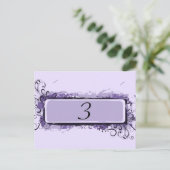 Paarse Abstracte Bloemen Tafelnummer (Staand voorkant)