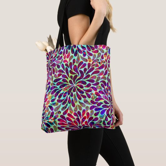 Paarse Abstracte bloemen Tote Bag (Dichtbij)