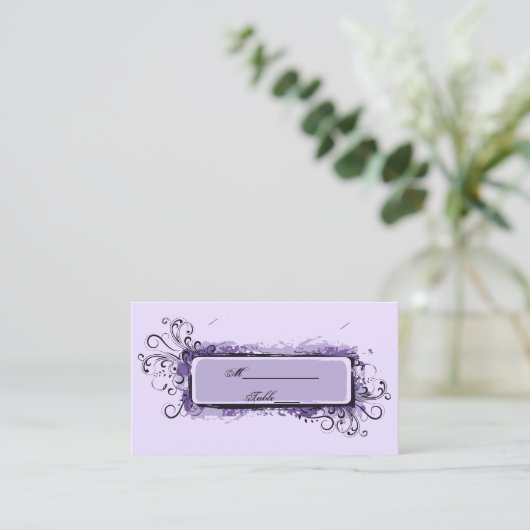 Paarse Abstracte Bloemen Trouwplaats Kaart Plaatskaartje (Staand voorkant)