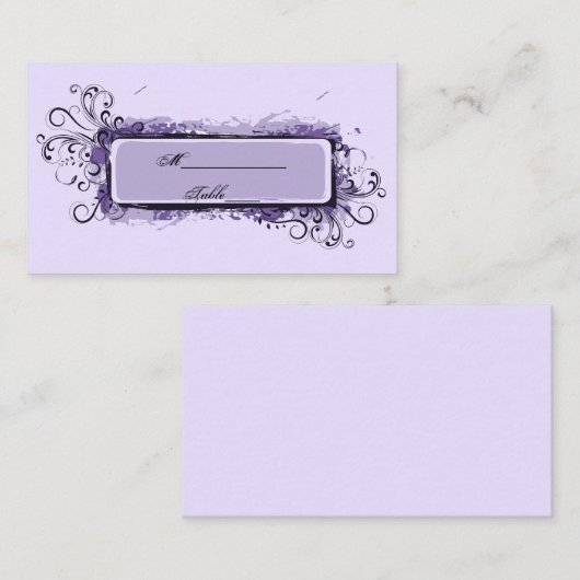 Paarse Abstracte Bloemen Trouwplaats Kaart Plaatskaartje (Voorkant / Achterkant)