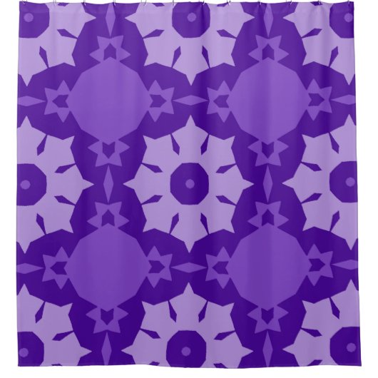 Paarse abstracte bloemmotief douchegordijn (Voorkant)