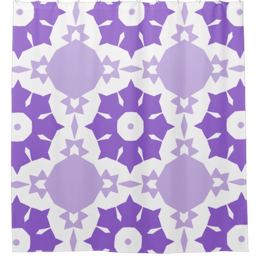 Paarse abstracte bloemmotief douchegordijn (Voorkant)