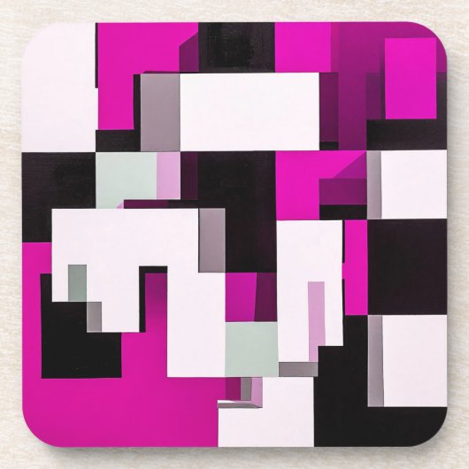 Paarse abstracte blokken bier onderzetter (Voorkant)