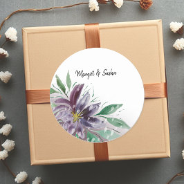 Paarse Abstracte Boho Lotus Waterverf Ronde Sticker