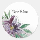 Paarse Abstracte Boho Lotus Waterverf Ronde Sticker (Voorkant)