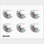 Paarse Abstracte Boho Lotus Waterverf Ronde Sticker (Vel)
