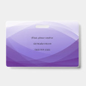 Paarse Abstracte Business Foto-ID Badge (Achterkant)