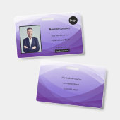 Paarse Abstracte Business Foto-ID Badge (Voor- en achterkant)