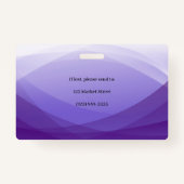 Paarse Abstracte Business Foto-ID Badge (Achterkant)