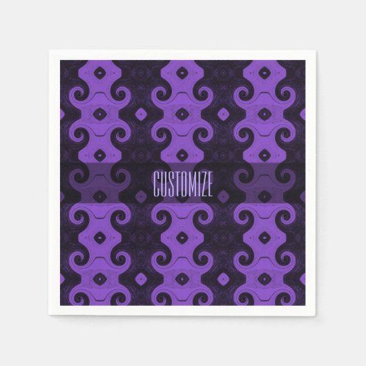 Paarse Abstracte Diamond Eye Curls Napkins Servetten (Voorkant)