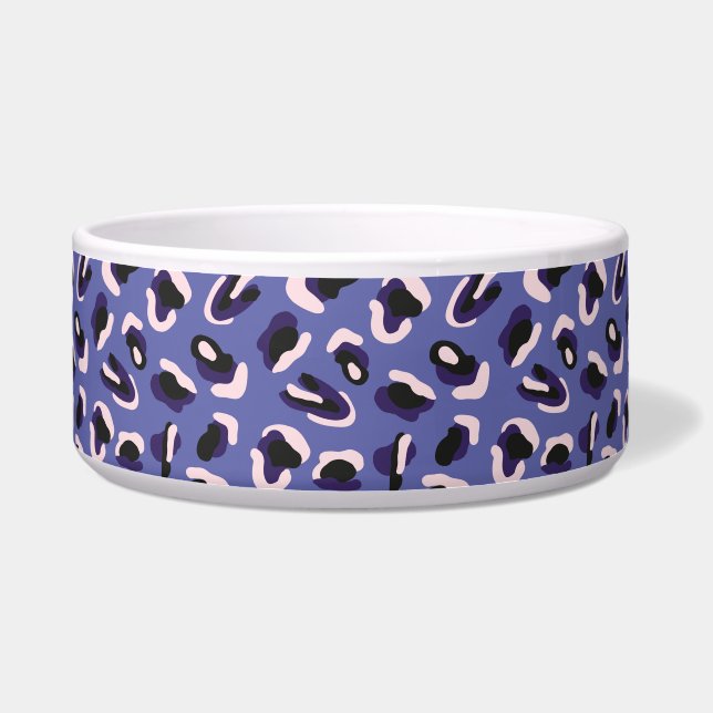 Paarse Abstracte Dierenprint Voerbakje (Voorkant)